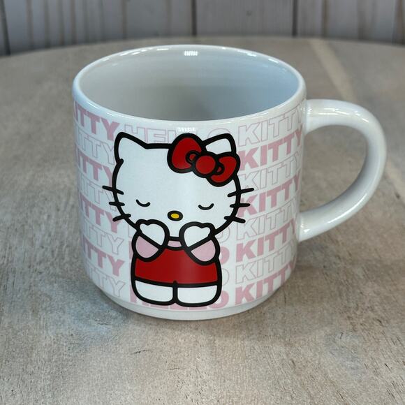 Hello Kitty Stackable Ceramic Mug Set of 4 with Metal Rack Sanrio NEW Cute - Picture 10 of 16